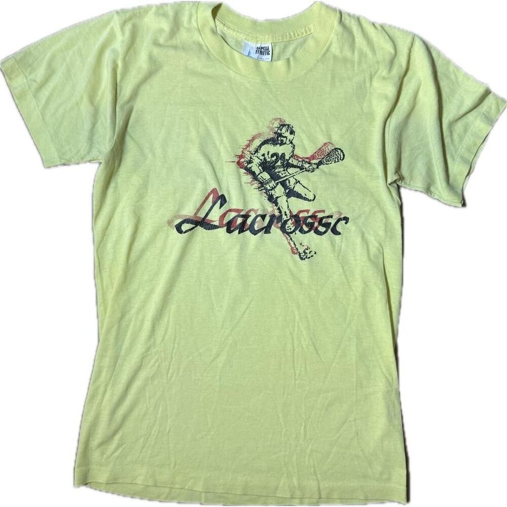 American-vintage Vintage Single Stitch Lacrosse yellow graphic tee